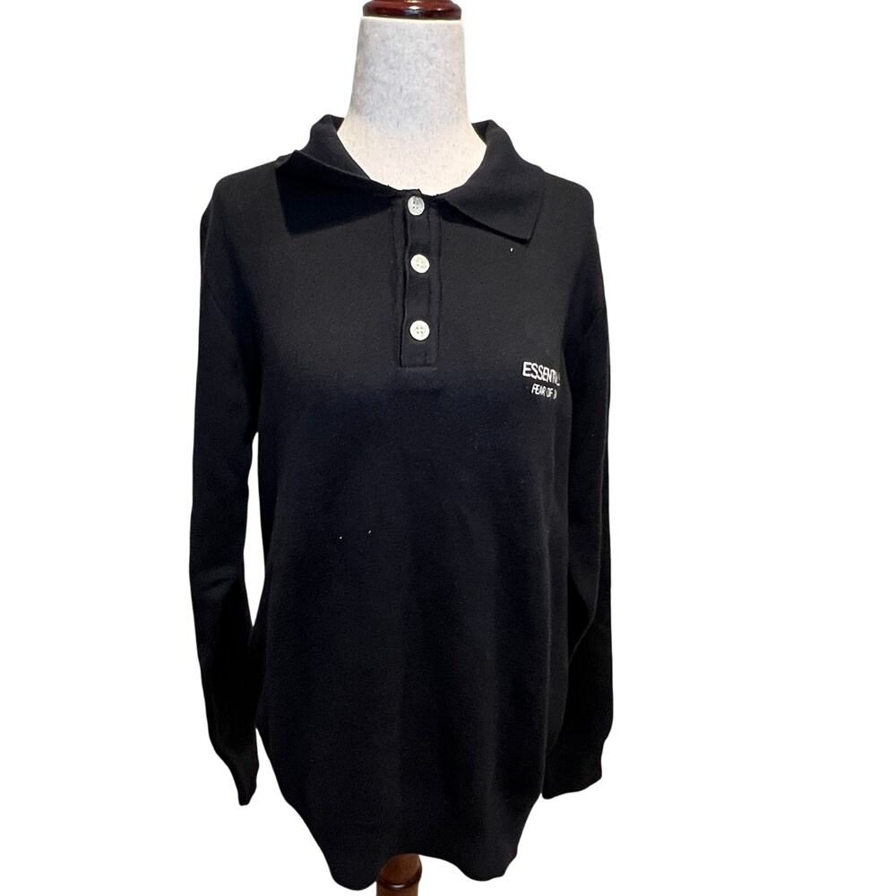 FEAR OF GOD ESSENTIAL Men's Long Sleeves Polo Shirt Size M In Black